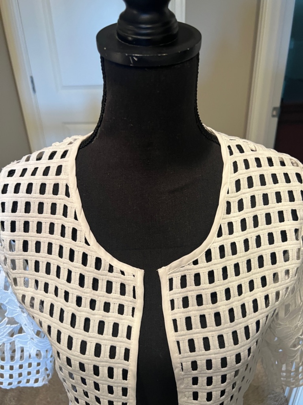 Feratelli White Crochet Openwork Kimono Coverup - Picture 4 of 9